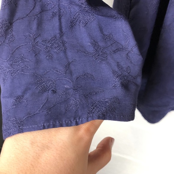 CP Shades Womens Square Button Embroidered Button Down Size M Blue Lagenlook VTG - Picture 7 of 14